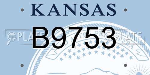 B9753 Kansas License Plate