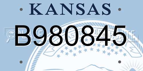 B980845 Kansas License Plate