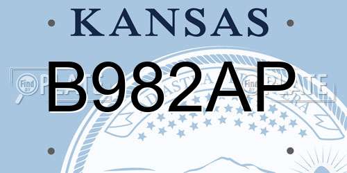 B982AP Kansas License Plate