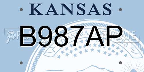 B987AP Kansas License Plate