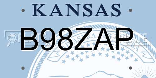 B98ZAP Kansas License Plate