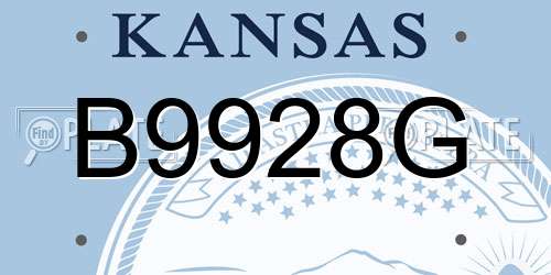 B9928G Kansas License Plate