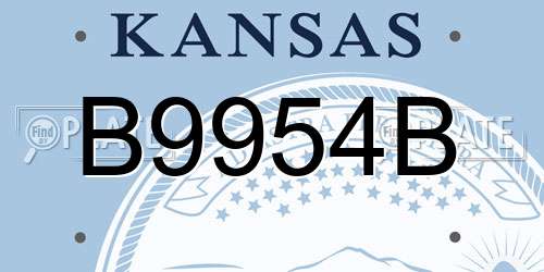 B9954B Kansas License Plate