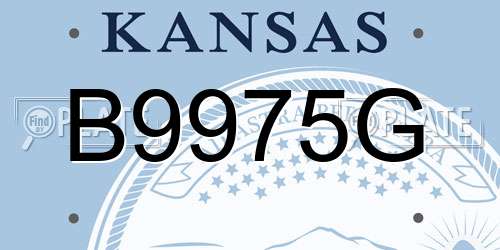 B9975G Kansas License Plate