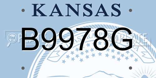 B9978G Kansas License Plate