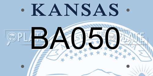 BA050 Kansas License Plate