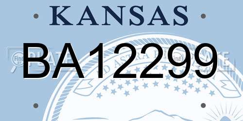 BA12299 Kansas License Plate