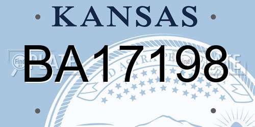 BA17198 Kansas License Plate