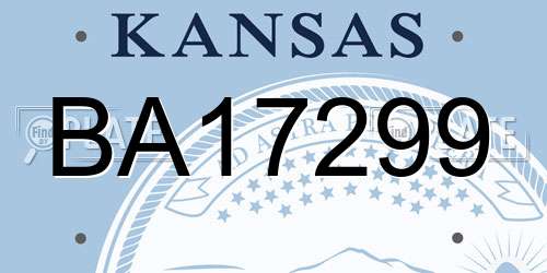 BA17299 Kansas License Plate