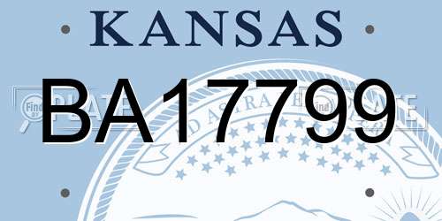 BA17799 Kansas License Plate