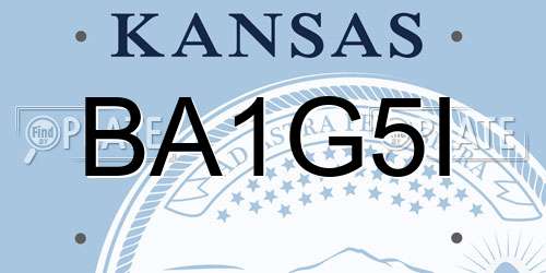 BA1G5I Kansas License Plate