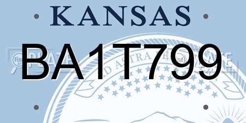 BA1T799 Kansas License Plate