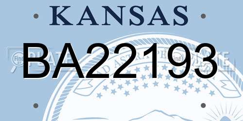 BA22193 Kansas License Plate