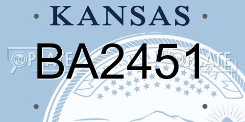 BA2451 Kansas License Plate