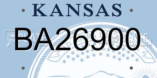 BA26900 Kansas License Plate