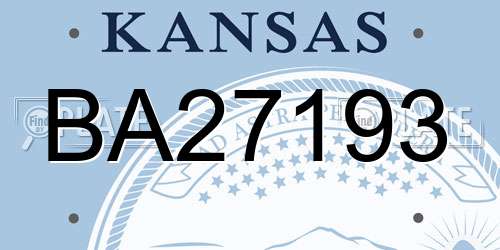 BA27193 Kansas License Plate