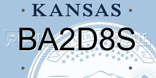 BA2D8S Kansas License Plate