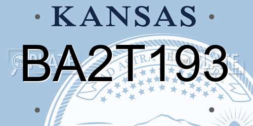 BA2T193 Kansas License Plate