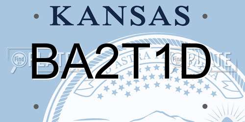 BA2T1D Kansas License Plate