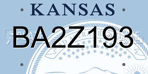 BA2Z193 Kansas License Plate