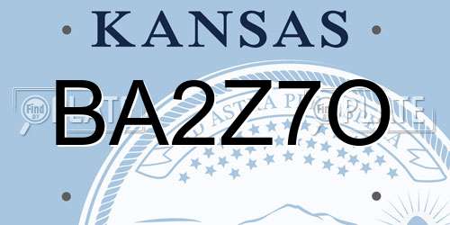 BA2Z7O Kansas License Plate