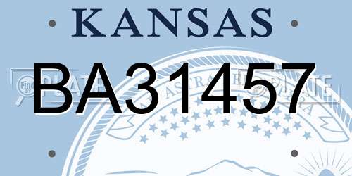 BA31457 Kansas License Plate