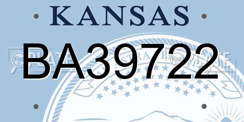 BA39722 Kansas License Plate