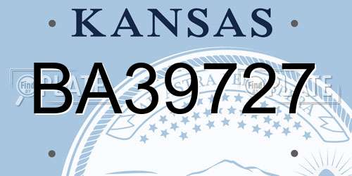BA39727 Kansas License Plate