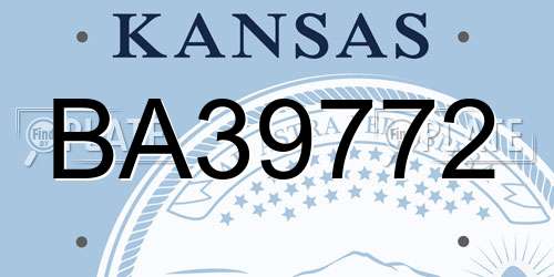 BA39772 Kansas License Plate