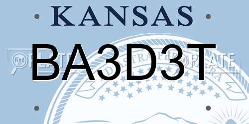 BA3D3T Kansas License Plate