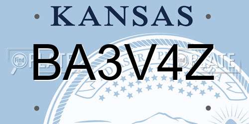BA3V4Z Kansas License Plate