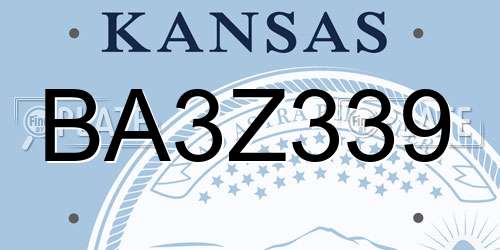 BA3Z339 Kansas License Plate