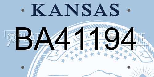 BA41194 Kansas License Plate