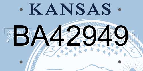 BA42949 Kansas License Plate