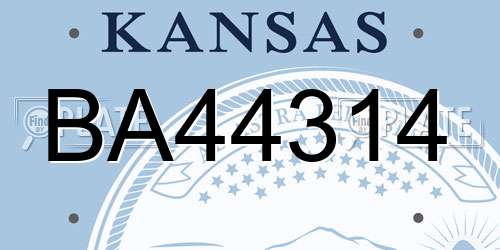 BA44314 Kansas License Plate