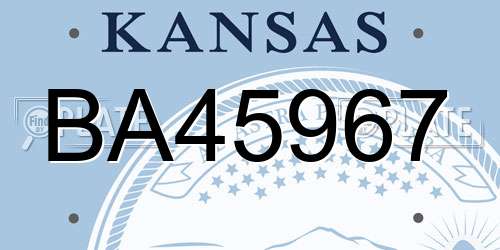 BA45967 Kansas License Plate