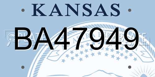 BA47949 Kansas License Plate