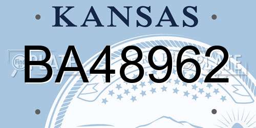 BA48962 Kansas License Plate