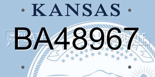 BA48967 Kansas License Plate