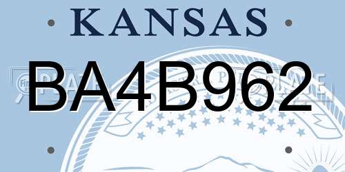 BA4B962 Kansas License Plate