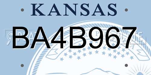 BA4B967 Kansas License Plate