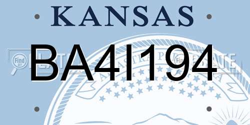 BA4I194 Kansas License Plate