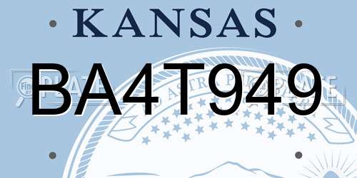 BA4T949 Kansas License Plate