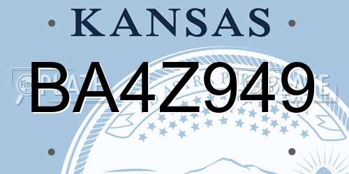 BA4Z949 Kansas License Plate