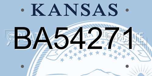 BA54271 Kansas License Plate