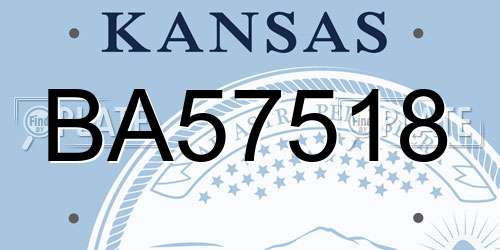 BA57518 Kansas License Plate