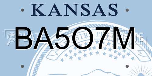 BA5O7M Kansas License Plate