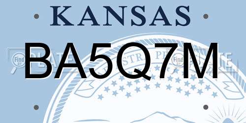 BA5Q7M Kansas License Plate