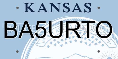 BA5URTO Kansas License Plate