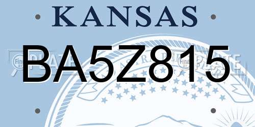 BA5Z815 Kansas License Plate